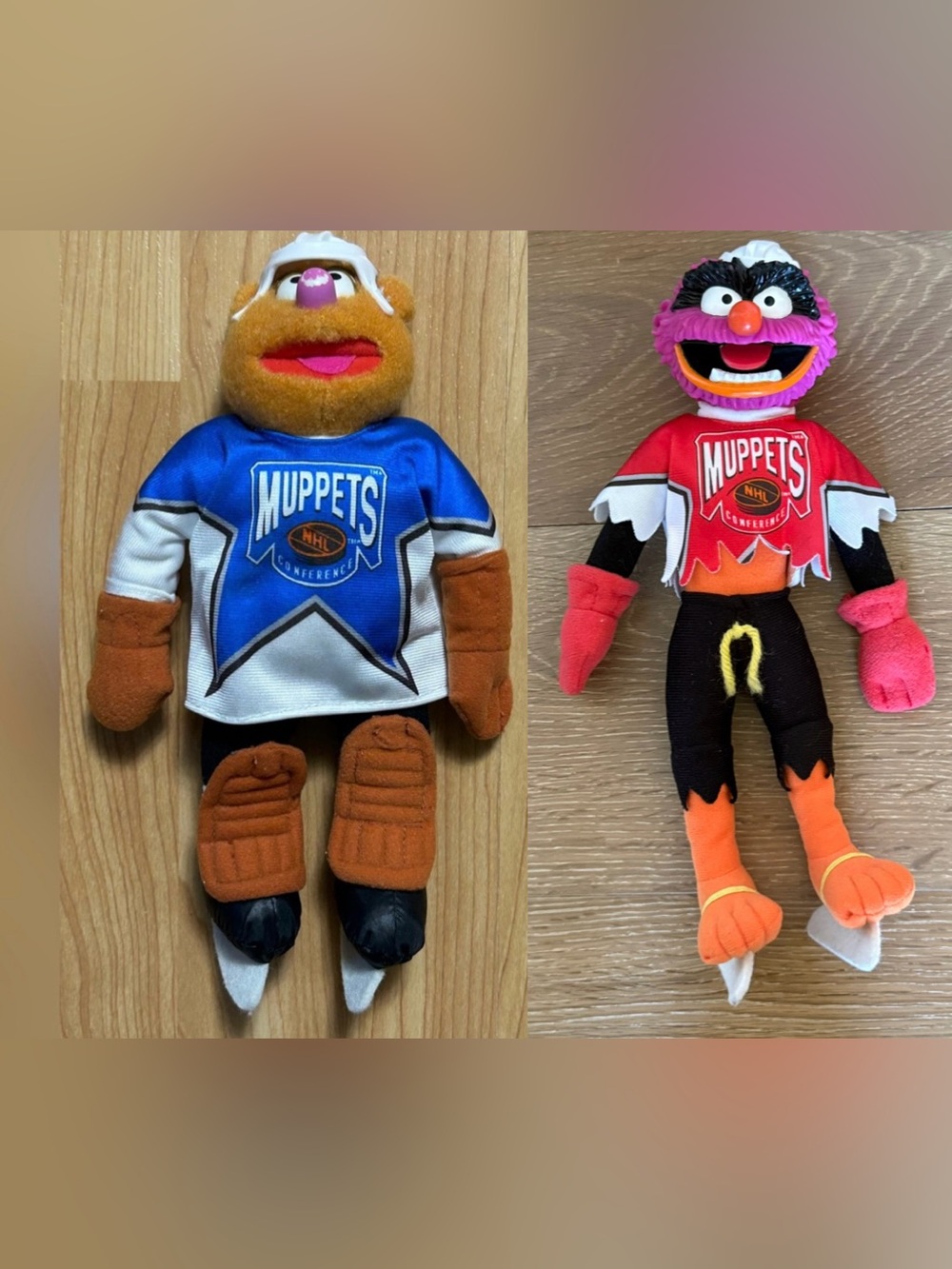 VTG 1995 McDonald's Muppets NHL Hockey Plush Lot - Fozzie & Animal